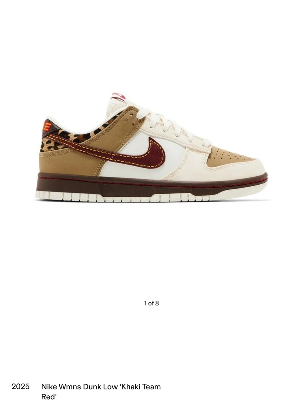 2025 Nike Dunk Low ‘Khaki Team Red’ with Leopard Accent